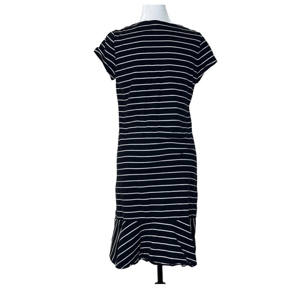 Chaps Black Stripes Clein Flounce Hem Dress US M - Picture 3 of 9